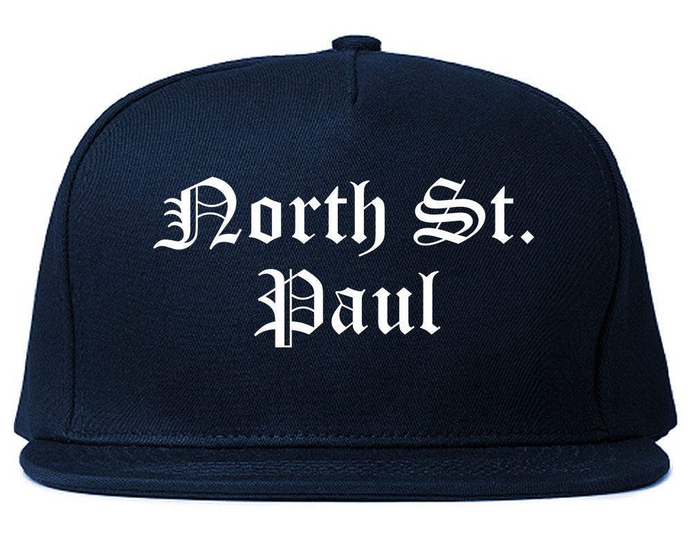 North St. Paul Minnesota MN Old English Mens Snapback Hat Navy Blue