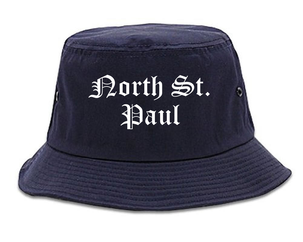 North St. Paul Minnesota MN Old English Mens Bucket Hat Navy Blue