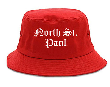North St. Paul Minnesota MN Old English Mens Bucket Hat Red