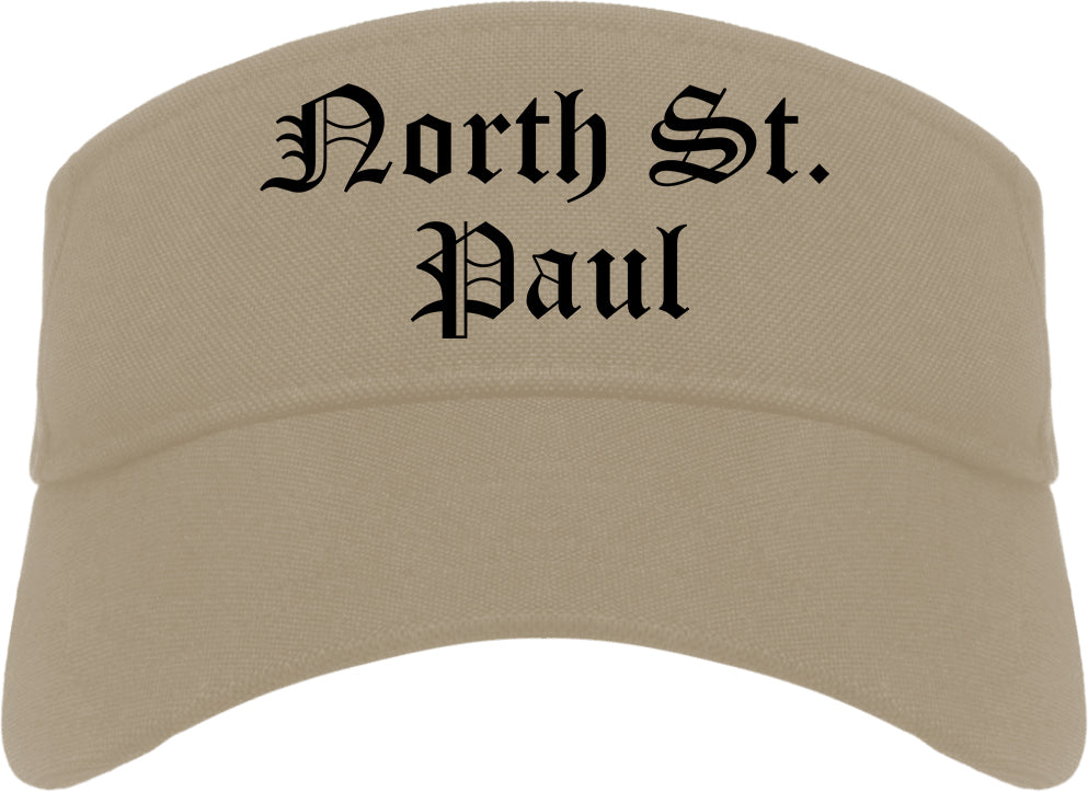 North St. Paul Minnesota MN Old English Mens Visor Cap Hat Khaki