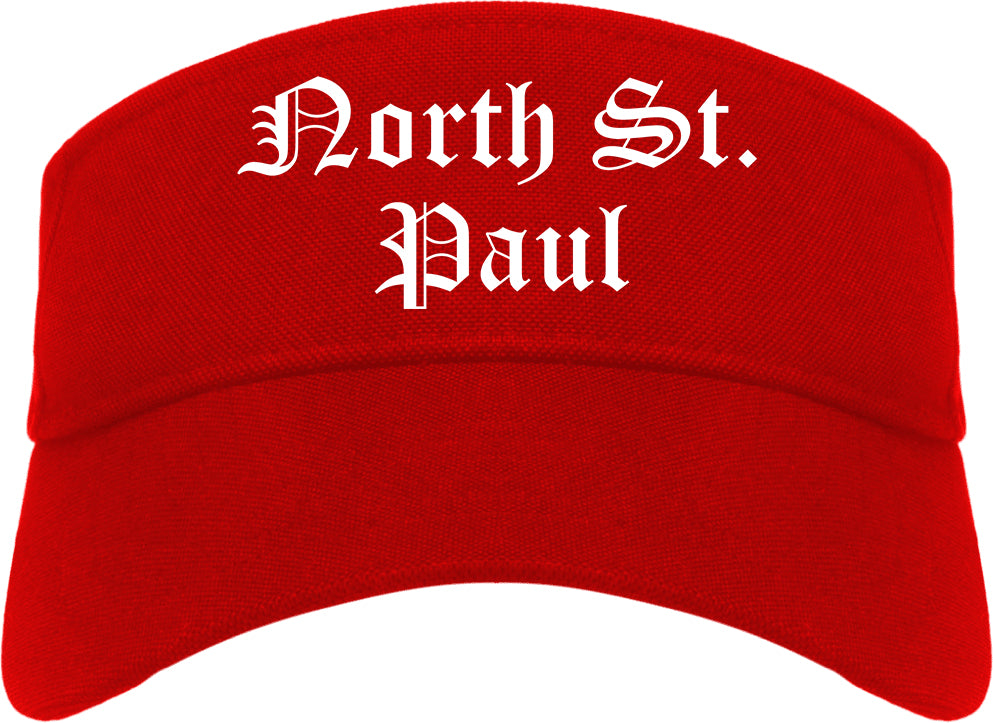 North St. Paul Minnesota MN Old English Mens Visor Cap Hat Red