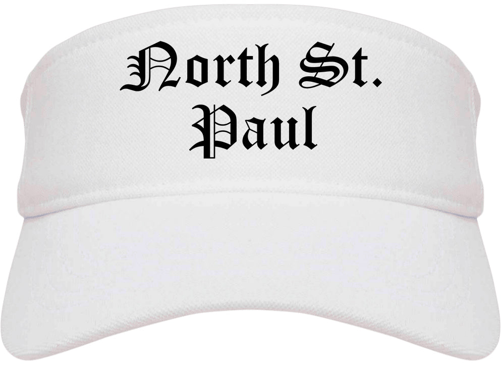 North St. Paul Minnesota MN Old English Mens Visor Cap Hat White