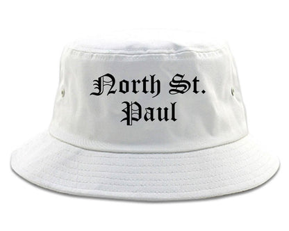 North St. Paul Minnesota MN Old English Mens Bucket Hat White