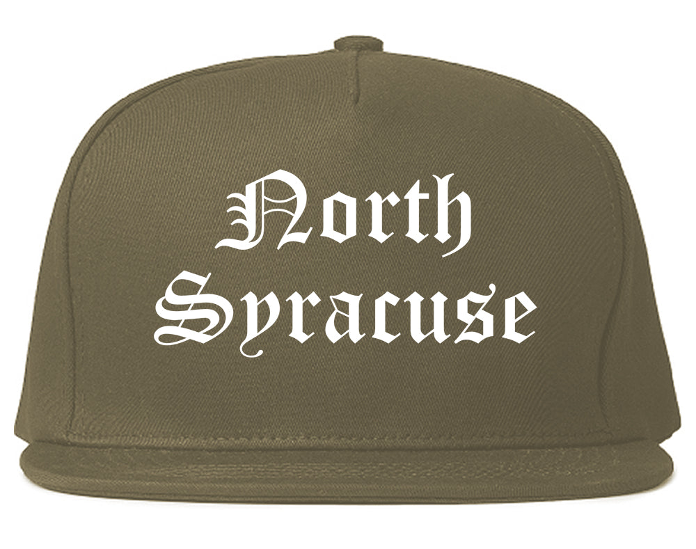 North Syracuse New York NY Old English Mens Snapback Hat Grey