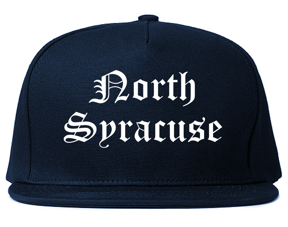North Syracuse New York NY Old English Mens Snapback Hat Navy Blue