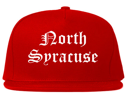 North Syracuse New York NY Old English Mens Snapback Hat Red