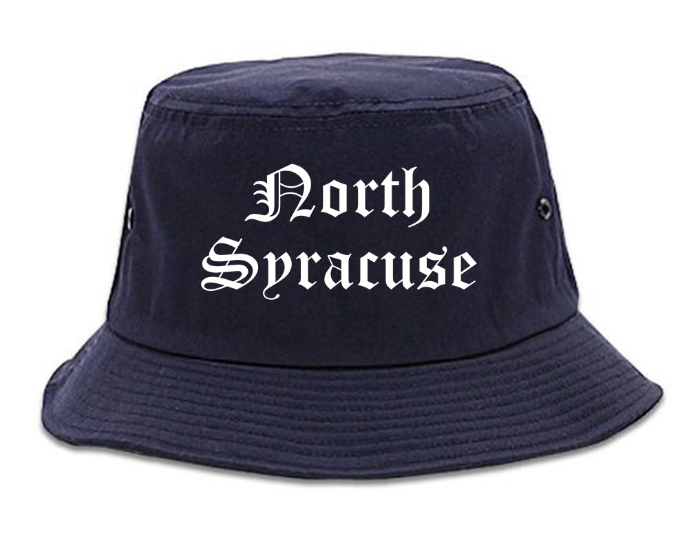 North Syracuse New York NY Old English Mens Bucket Hat Navy Blue