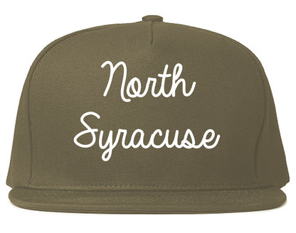 North Syracuse New York NY Script Mens Snapback Hat Grey