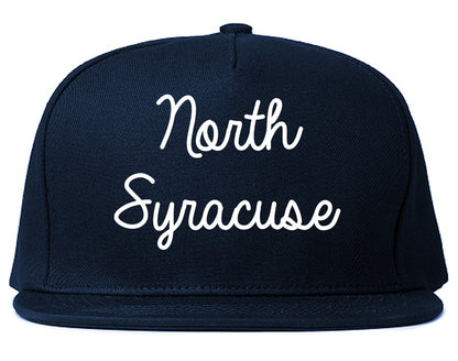 North Syracuse New York NY Script Mens Snapback Hat Navy Blue