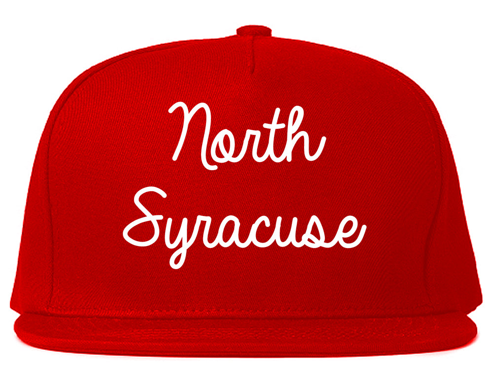 North Syracuse New York NY Script Mens Snapback Hat Red