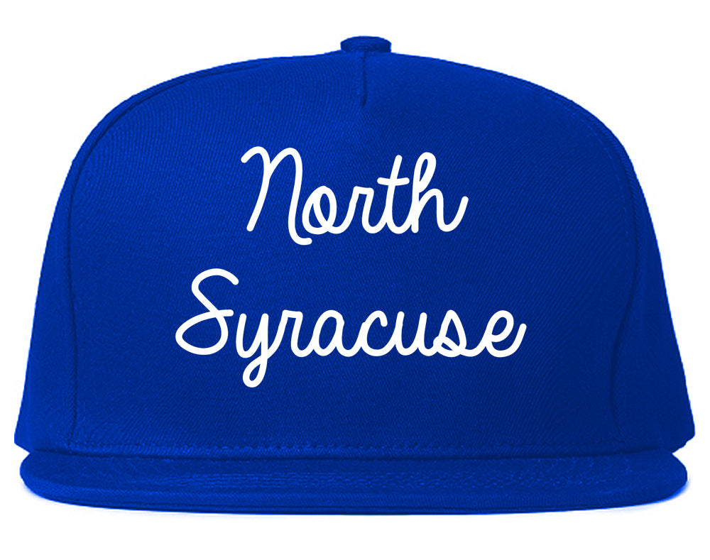 North Syracuse New York NY Script Mens Snapback Hat Royal Blue
