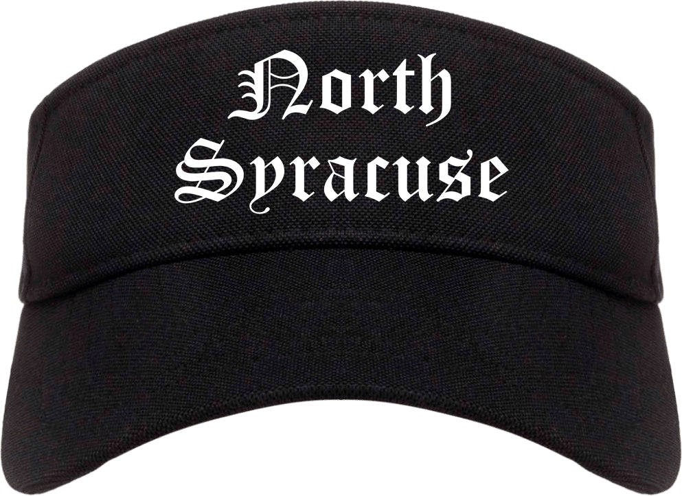 North Syracuse New York NY Old English Mens Visor Cap Hat Black