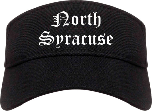 North Syracuse New York NY Old English Mens Visor Cap Hat Black