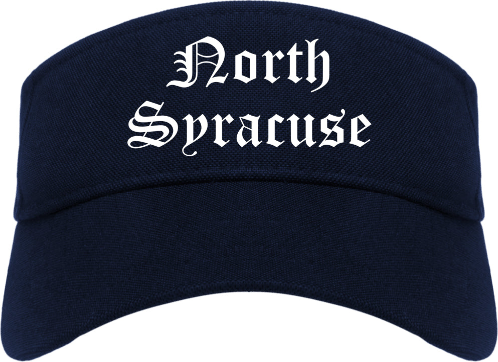 North Syracuse New York NY Old English Mens Visor Cap Hat Navy Blue