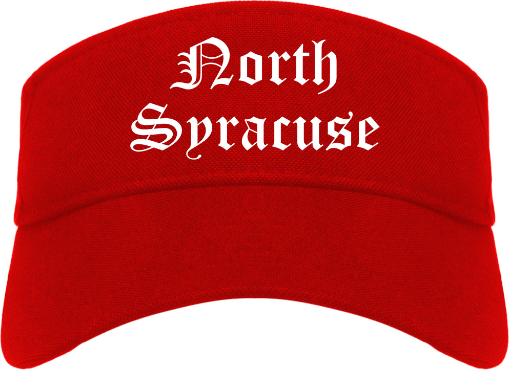 North Syracuse New York NY Old English Mens Visor Cap Hat Red