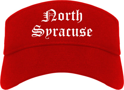 North Syracuse New York NY Old English Mens Visor Cap Hat Red