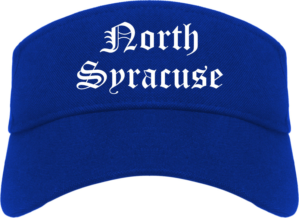 North Syracuse New York NY Old English Mens Visor Cap Hat Royal Blue