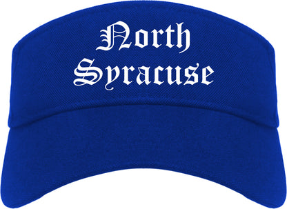 North Syracuse New York NY Old English Mens Visor Cap Hat Royal Blue