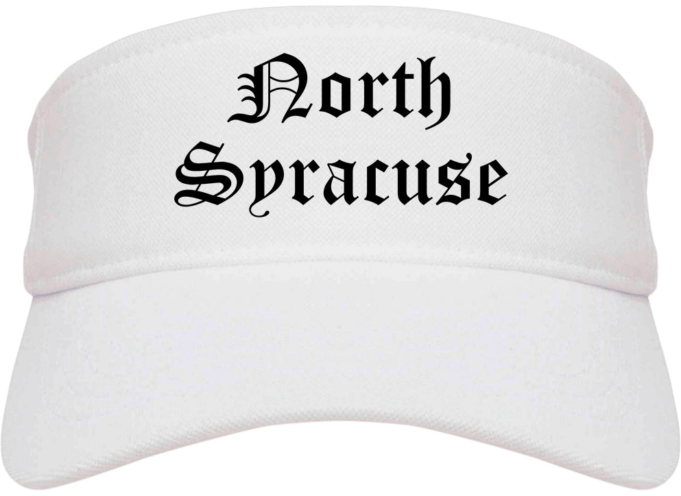 North Syracuse New York NY Old English Mens Visor Cap Hat White