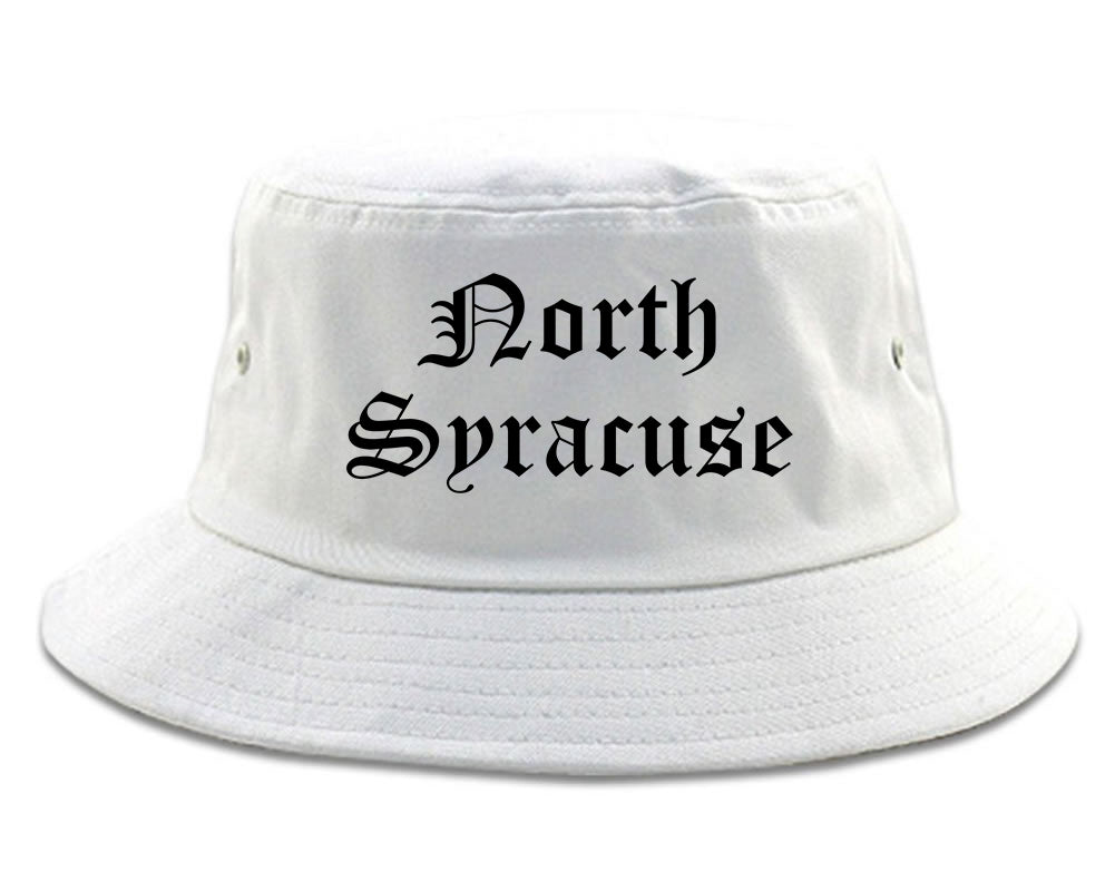 North Syracuse New York NY Old English Mens Bucket Hat White