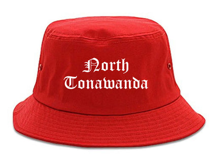 North Tonawanda New York NY Old English Mens Bucket Hat Red