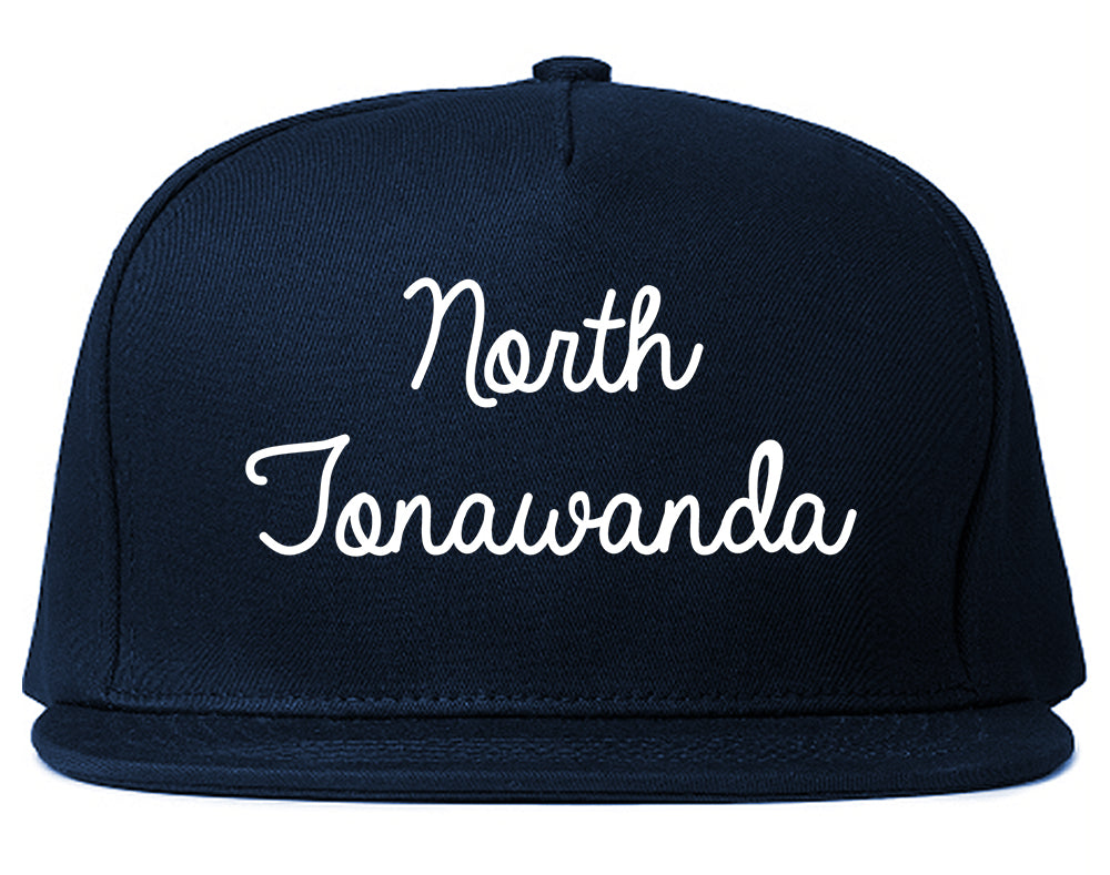 North Tonawanda New York NY Script Mens Snapback Hat Navy Blue