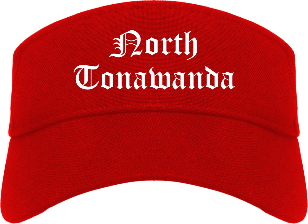 North Tonawanda New York NY Old English Mens Visor Cap Hat Red