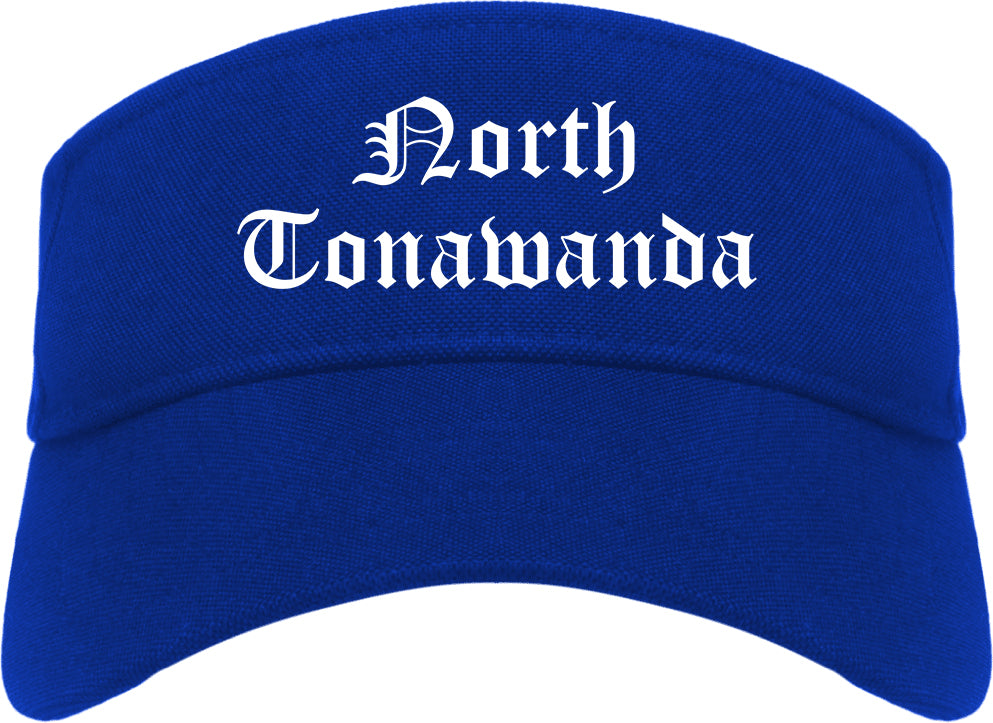 North Tonawanda New York NY Old English Mens Visor Cap Hat Royal Blue