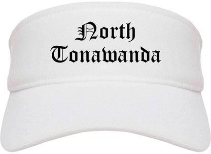 North Tonawanda New York NY Old English Mens Visor Cap Hat White