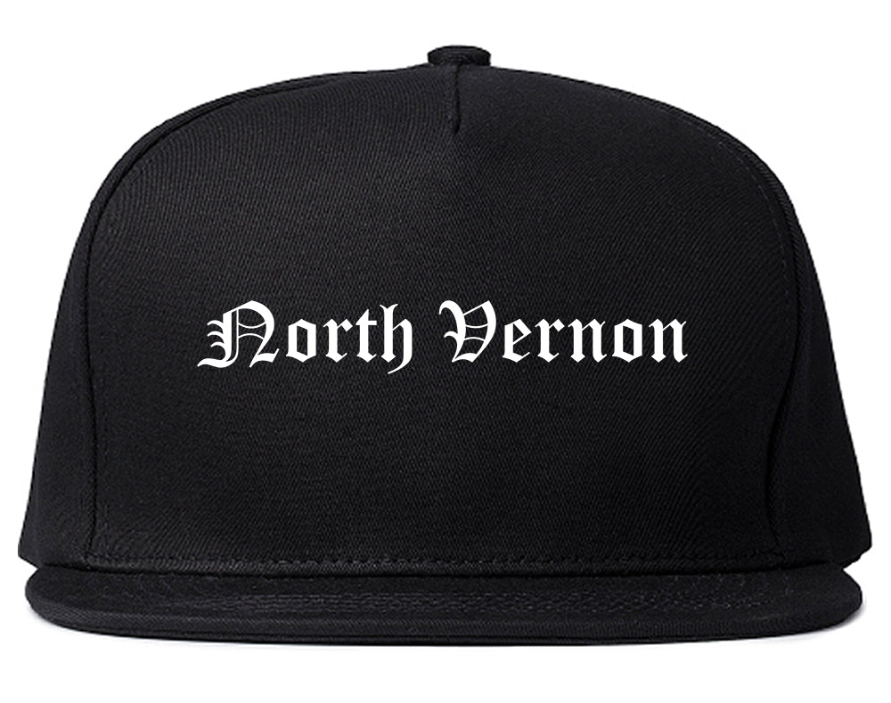North Vernon Indiana IN Old English Mens Snapback Hat Black