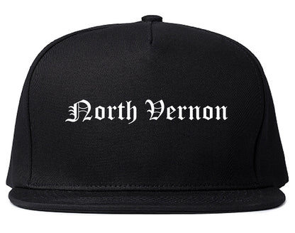 North Vernon Indiana IN Old English Mens Snapback Hat Black