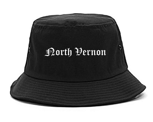 North Vernon Indiana IN Old English Mens Bucket Hat Black