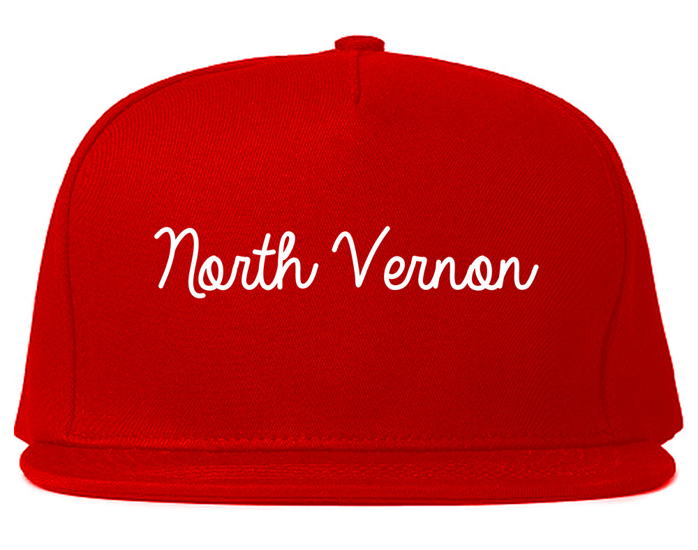 North Vernon Indiana IN Script Mens Snapback Hat Red