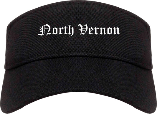 North Vernon Indiana IN Old English Mens Visor Cap Hat Black