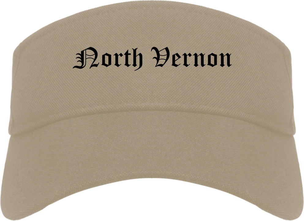 North Vernon Indiana IN Old English Mens Visor Cap Hat Khaki