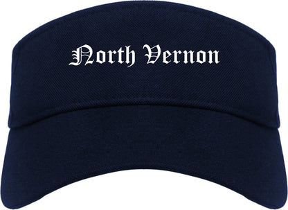 North Vernon Indiana IN Old English Mens Visor Cap Hat Navy Blue