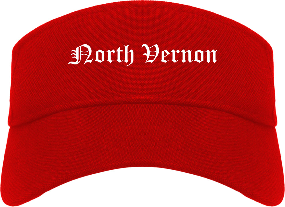 North Vernon Indiana IN Old English Mens Visor Cap Hat Red