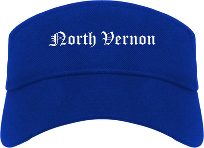 North Vernon Indiana IN Old English Mens Visor Cap Hat Royal Blue