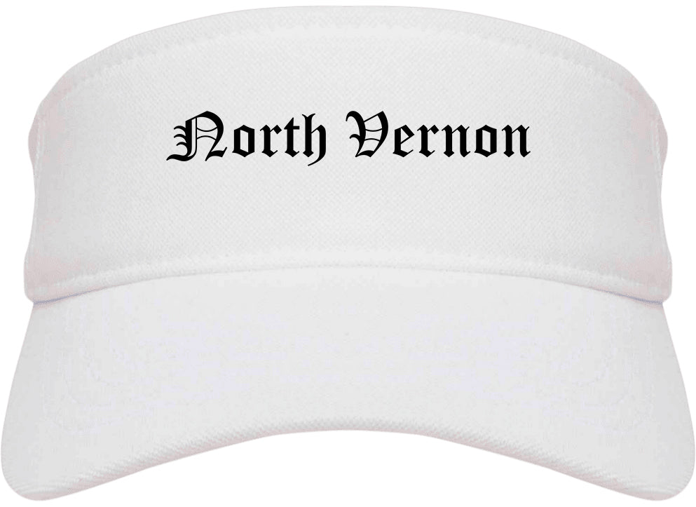 North Vernon Indiana IN Old English Mens Visor Cap Hat White