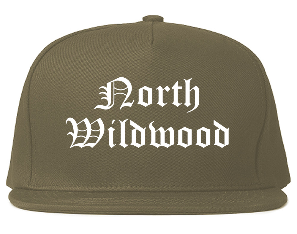 North Wildwood New Jersey NJ Old English Mens Snapback Hat Grey