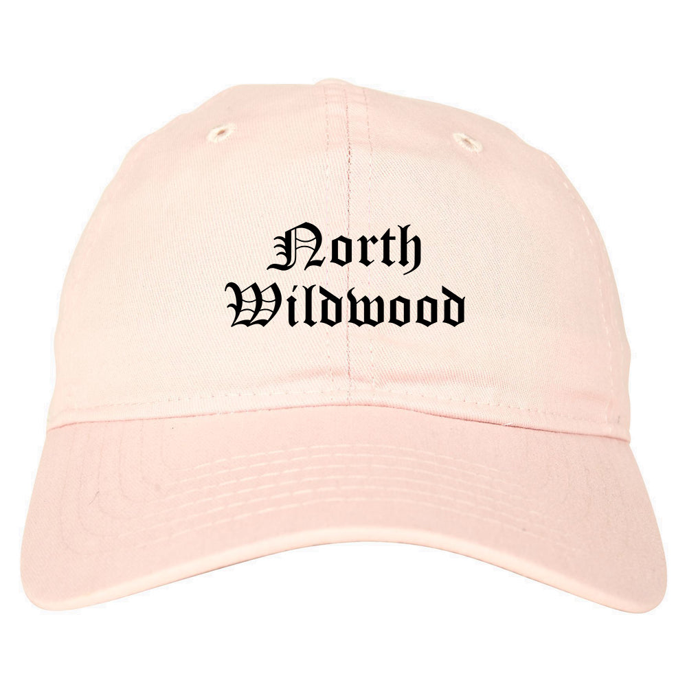 North Wildwood New Jersey NJ Old English Mens Dad Hat Baseball Cap Pink