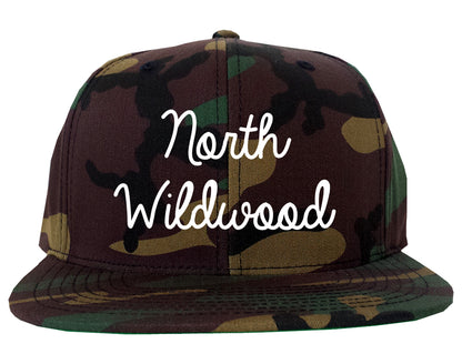 North Wildwood New Jersey NJ Script Mens Snapback Hat Army Camo