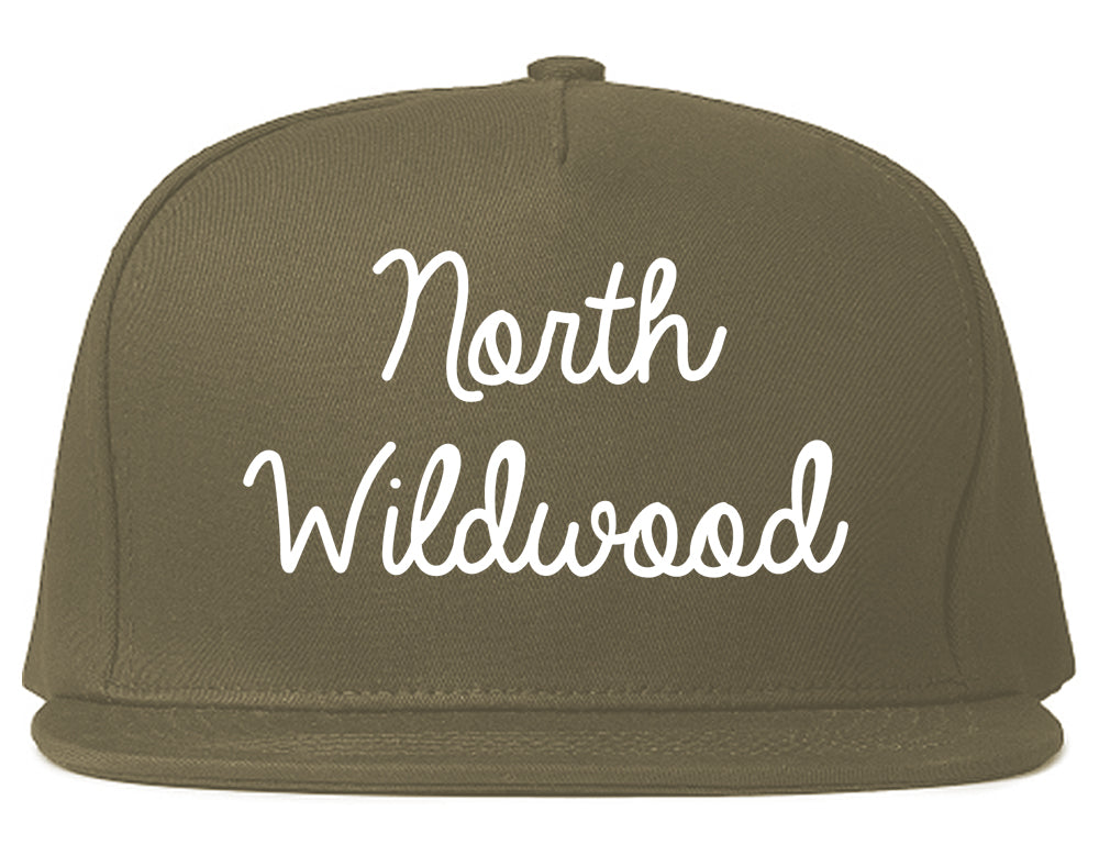 North Wildwood New Jersey NJ Script Mens Snapback Hat Grey