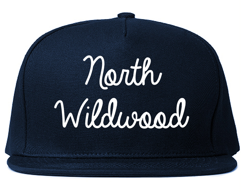 North Wildwood New Jersey NJ Script Mens Snapback Hat Navy Blue