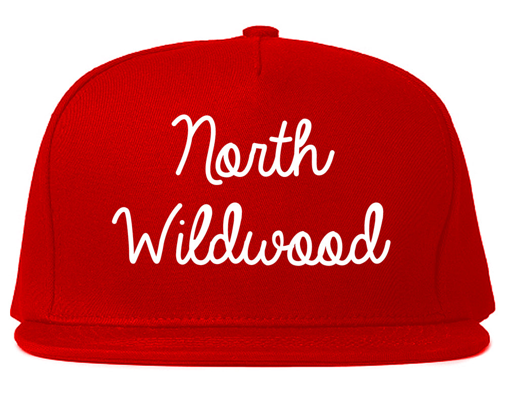 North Wildwood New Jersey NJ Script Mens Snapback Hat Red
