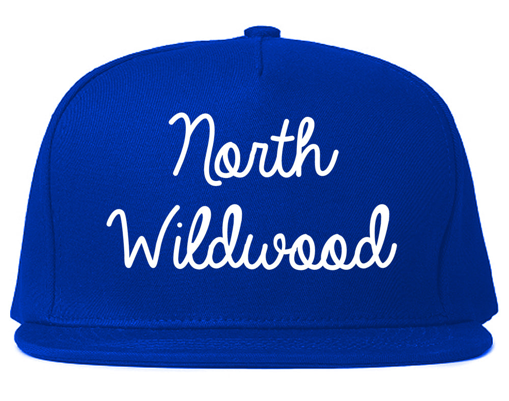 North Wildwood New Jersey NJ Script Mens Snapback Hat Royal Blue