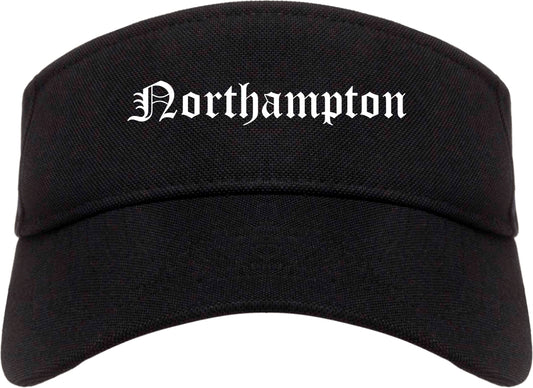 Northampton Massachusetts MA Old English Mens Visor Cap Hat Black