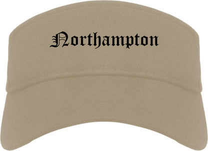 Northampton Massachusetts MA Old English Mens Visor Cap Hat Khaki