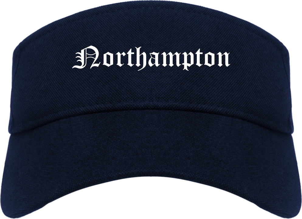 Northampton Massachusetts MA Old English Mens Visor Cap Hat Navy Blue