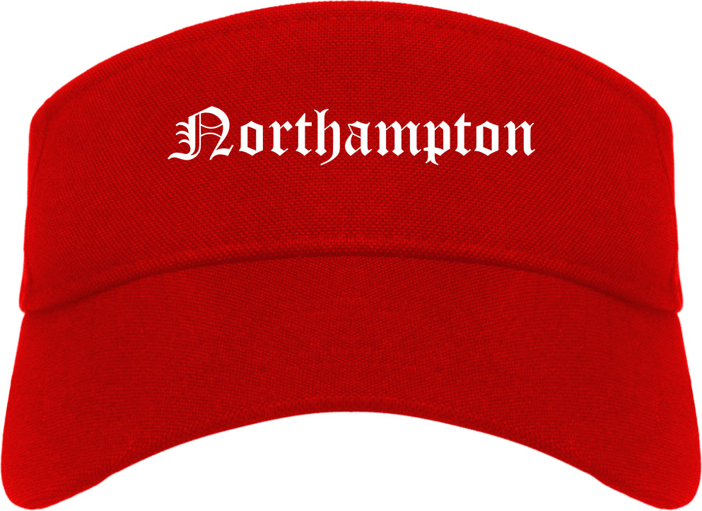 Northampton Massachusetts MA Old English Mens Visor Cap Hat Red